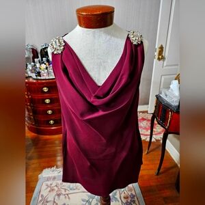 Women's top. Maroon/Burgundy embellished cocktail Top.
